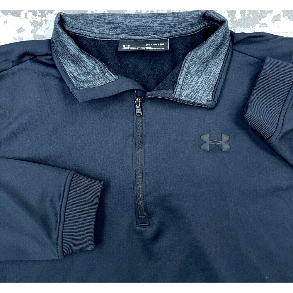 Under Armour Sweatshirt Men XL Black Pullover Quarter Zip Sweater Performance‎
